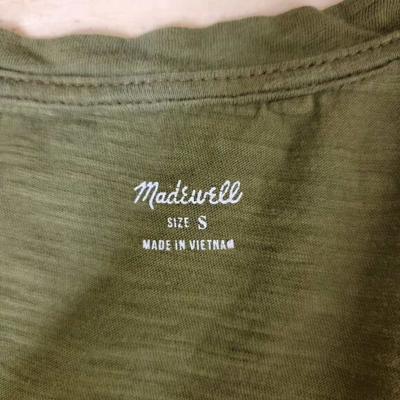 Madewell Cotton V-Neck Short Sleeve Pocket Tee Green Size Small - Picture 4 of 14
